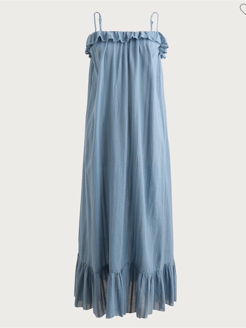 J crew Ruffle maxi dress in cotton voile with Lurex® metallic threads